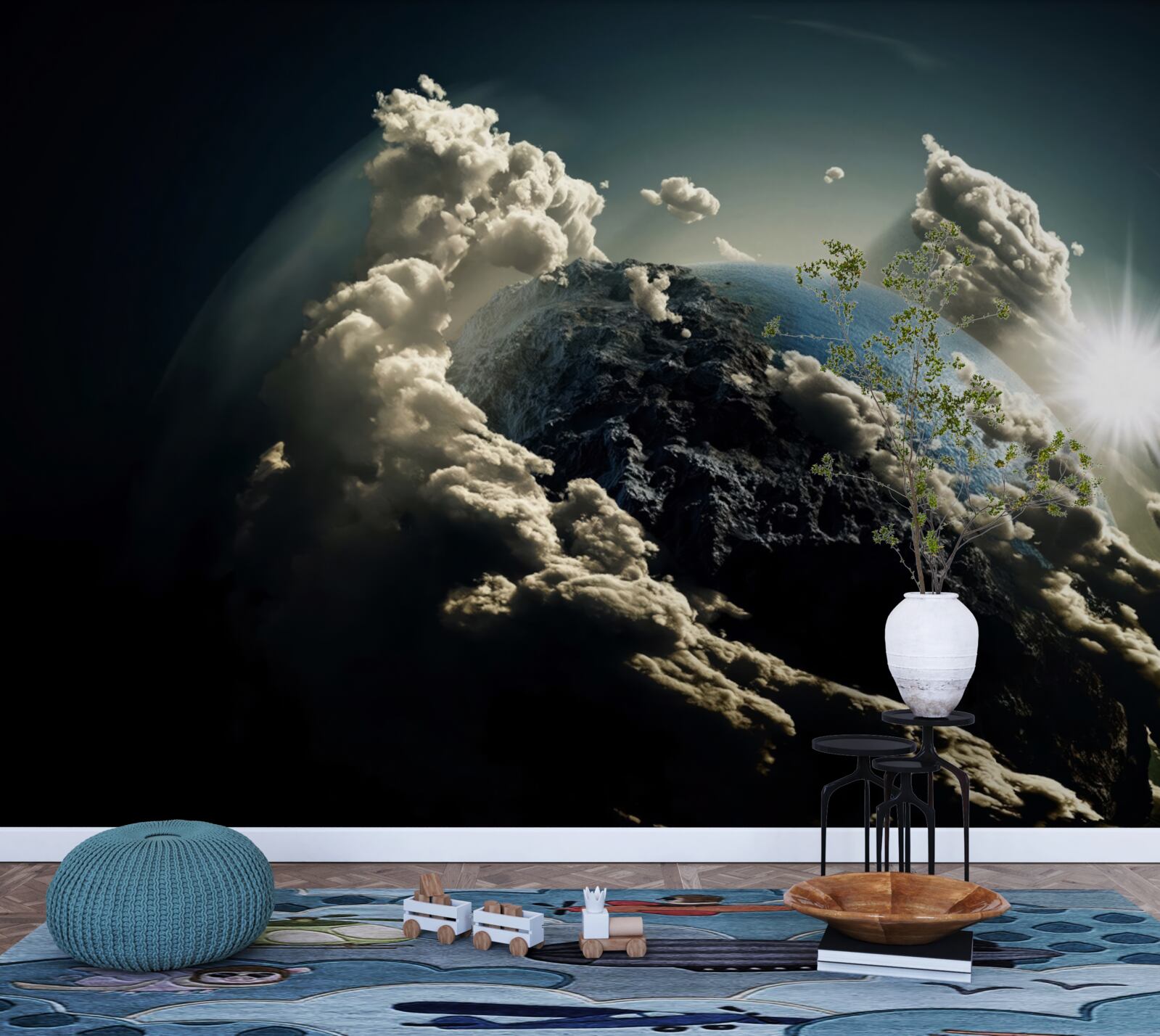 Fotobehang wolken omringen de aarde