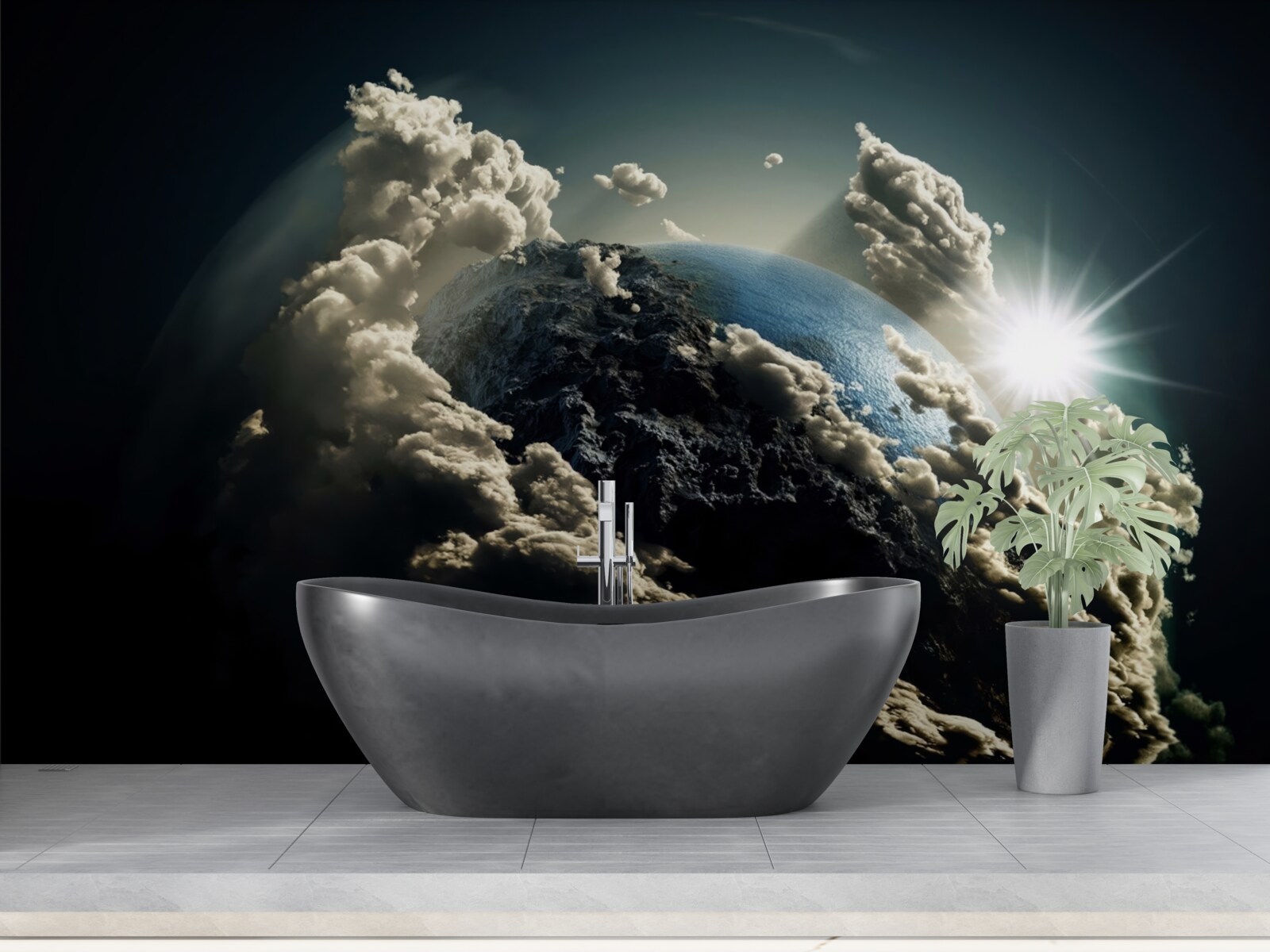 Fotobehang wolken omringen de aarde