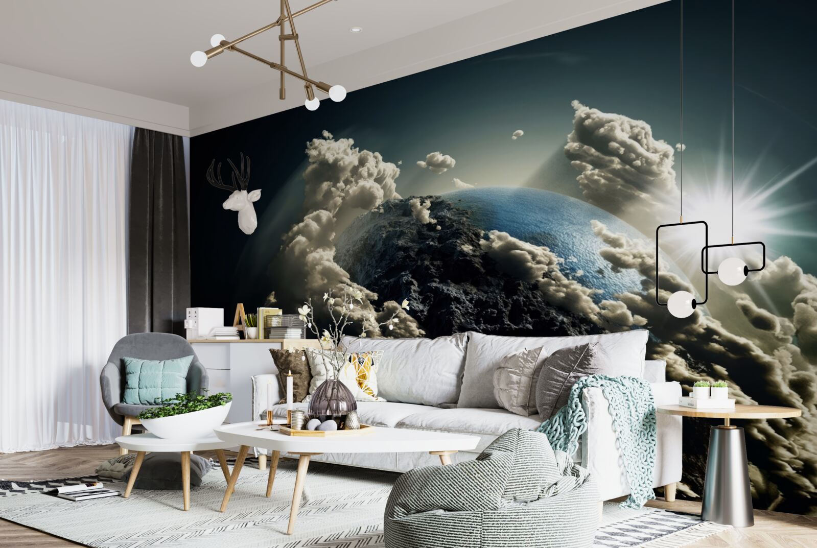 Fotobehang wolken omringen de aarde