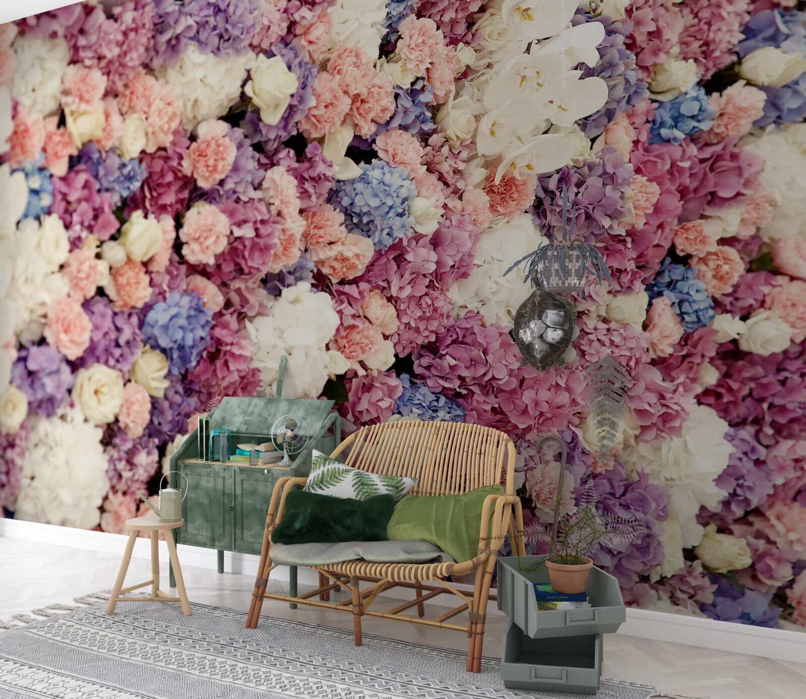 Fotobehang achtergrond van veelkleurige bloemen