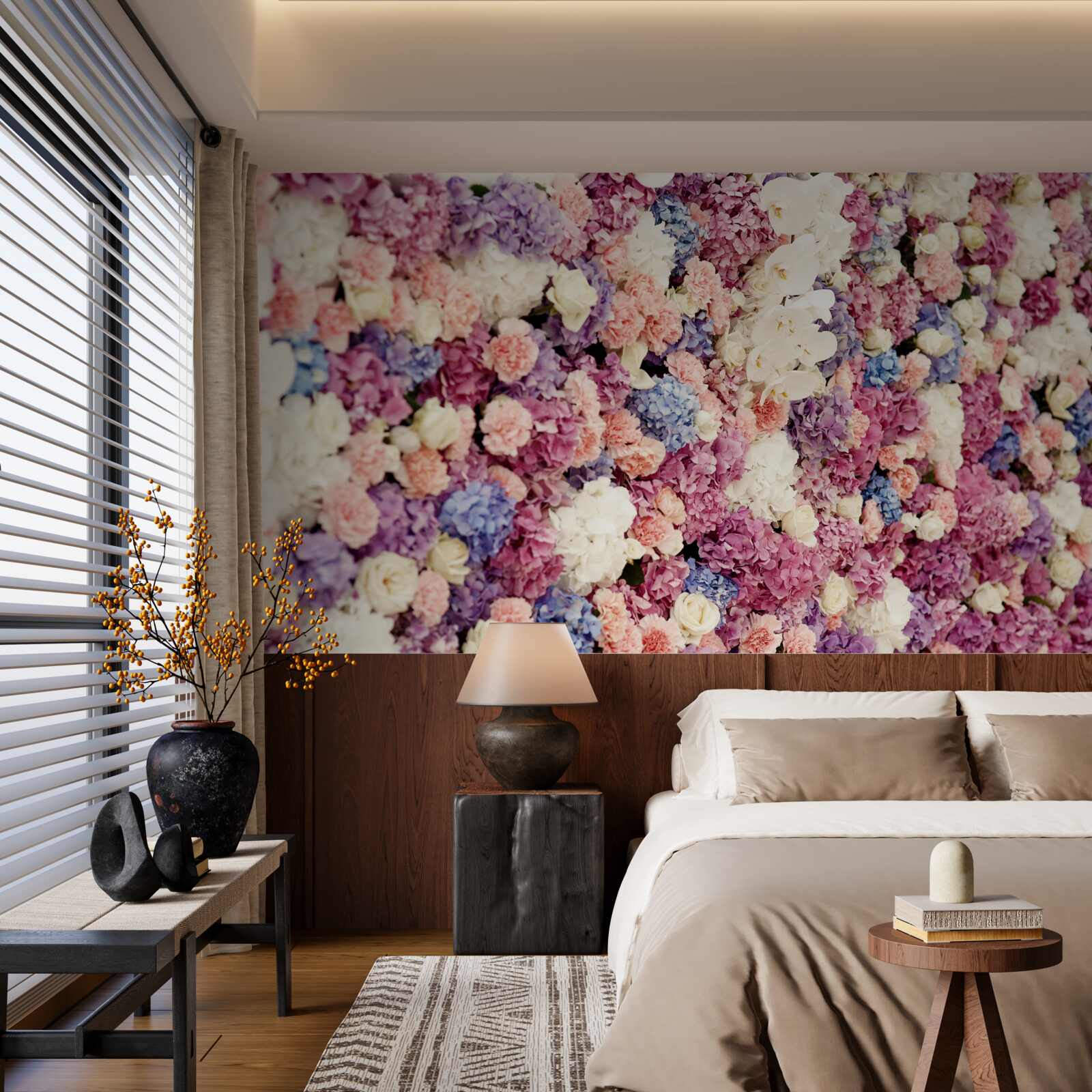 Fotobehang achtergrond van veelkleurige bloemen