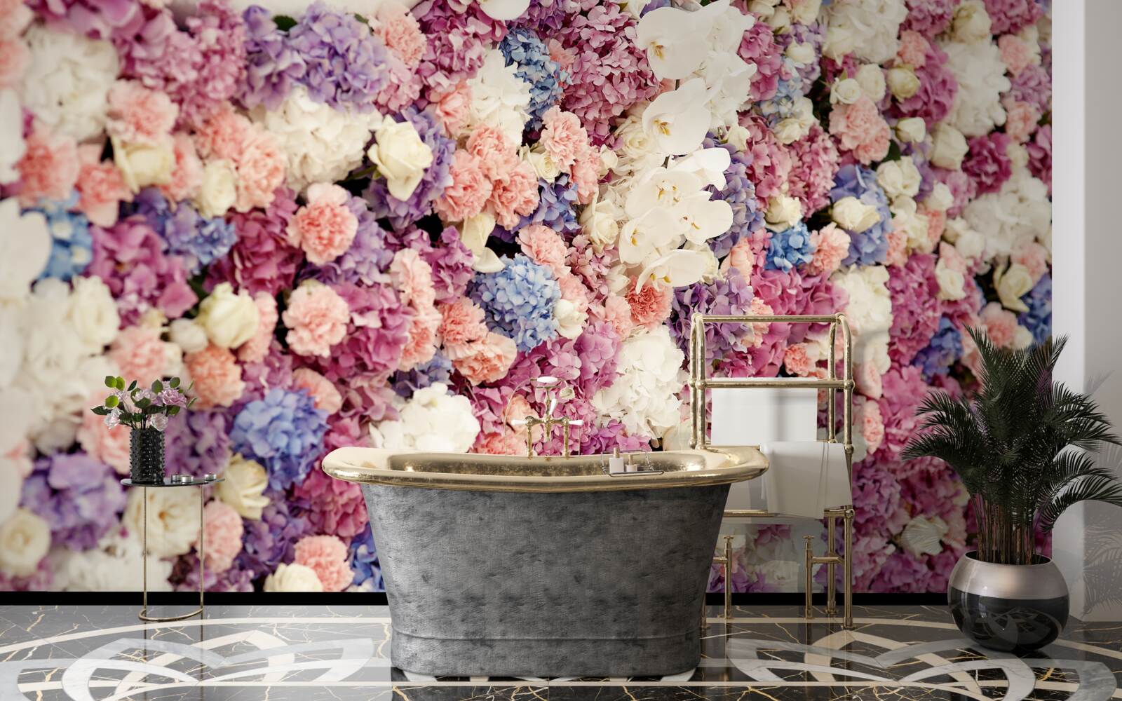 Fotobehang achtergrond van veelkleurige bloemen