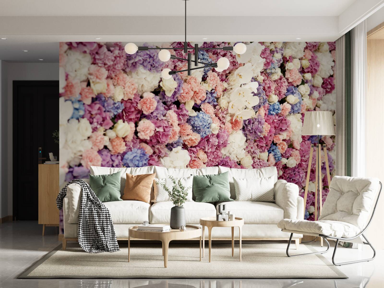 Fotobehang achtergrond van veelkleurige bloemen