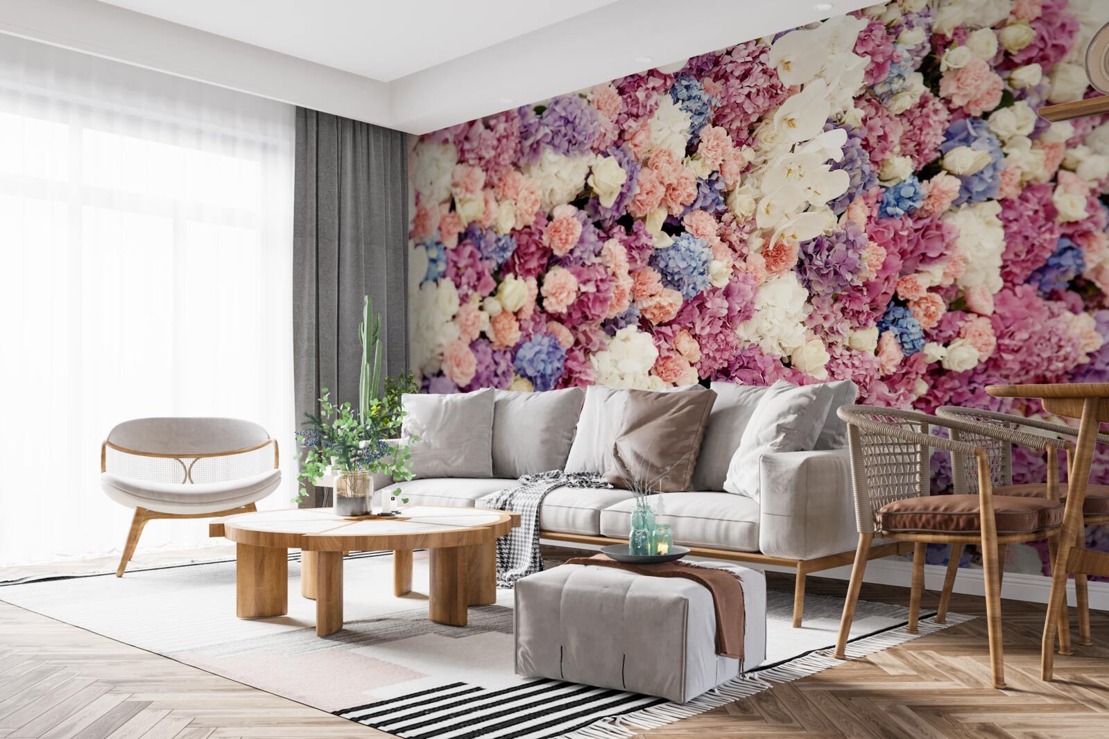 Fotobehang achtergrond van veelkleurige bloemen