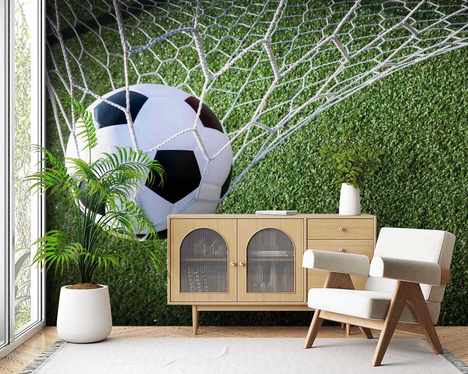 Fotobehang bal in doel