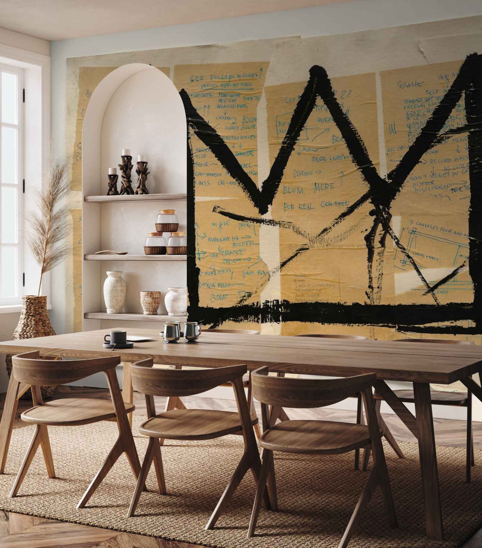 Fotobehang zwarte kroon afgebeeld op bankbiljetten