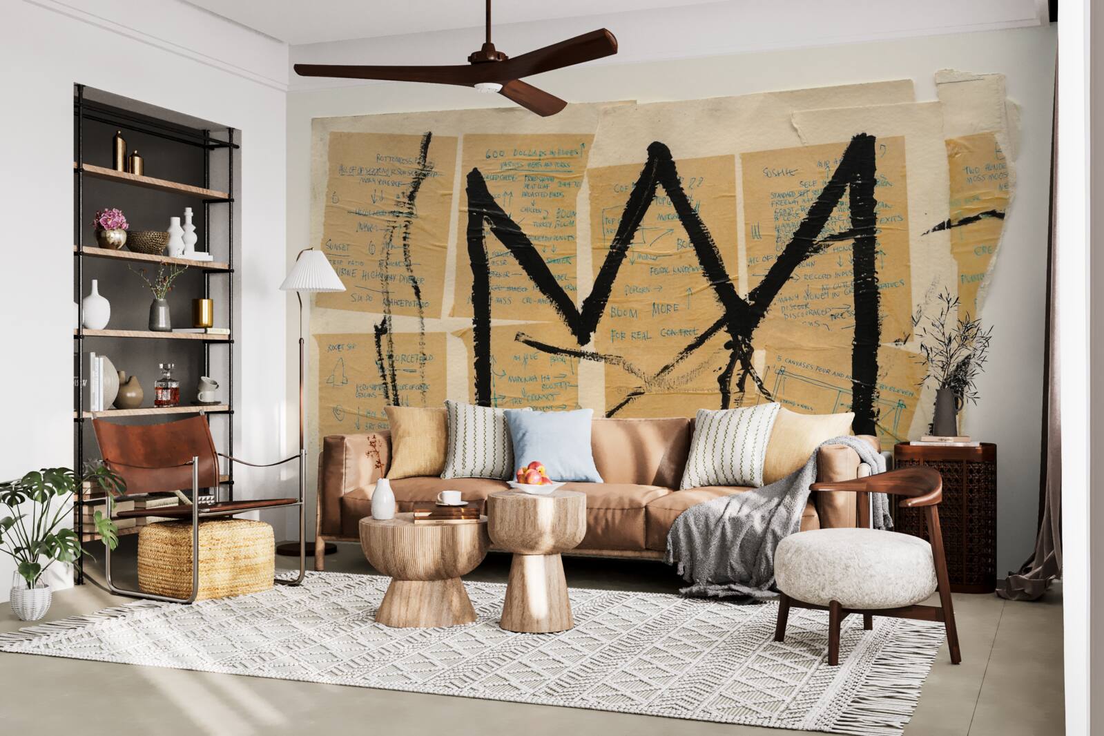 Fotobehang zwarte kroon afgebeeld op bankbiljetten