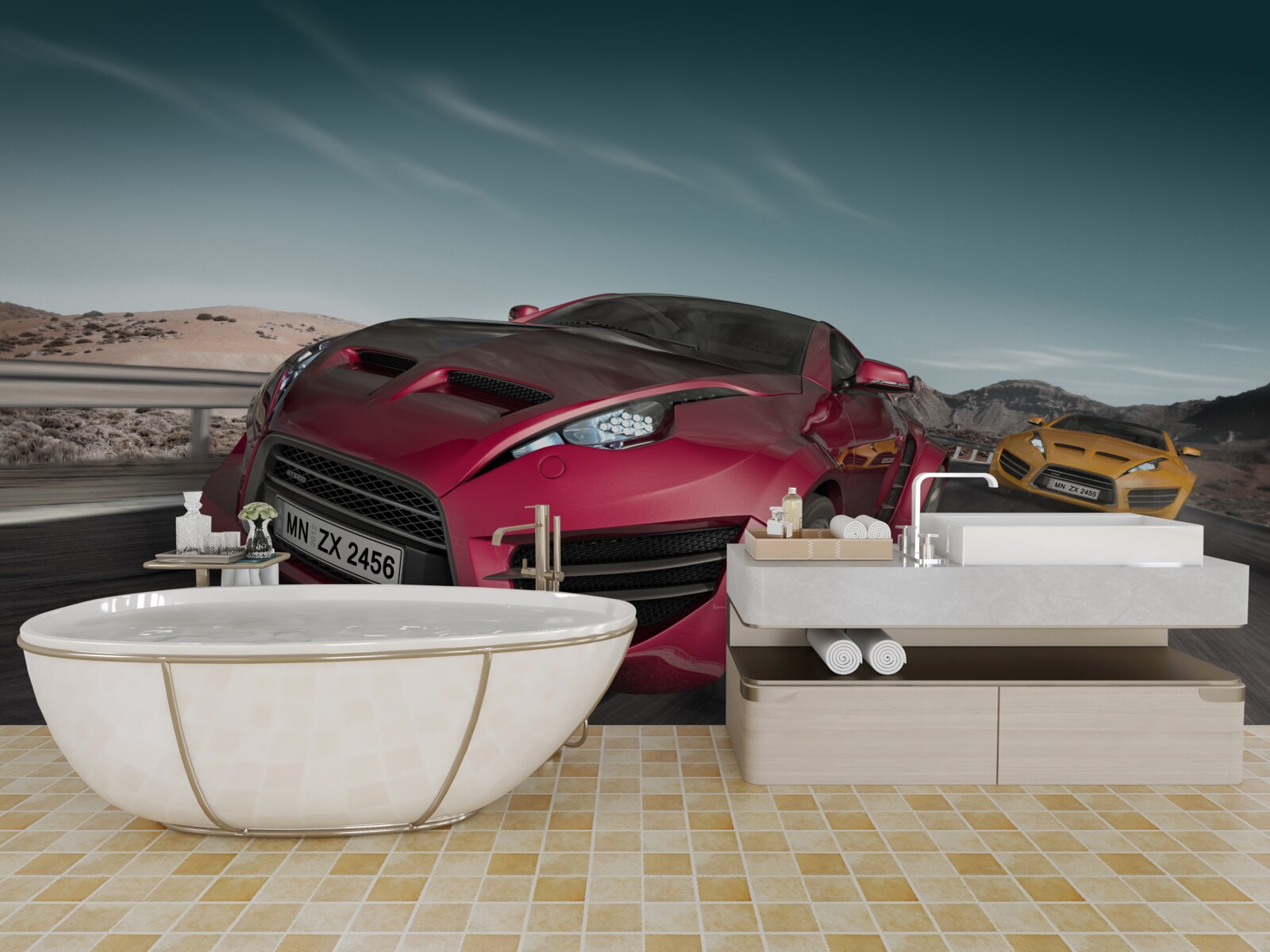 Fotobehang luxe auto wedstrijden