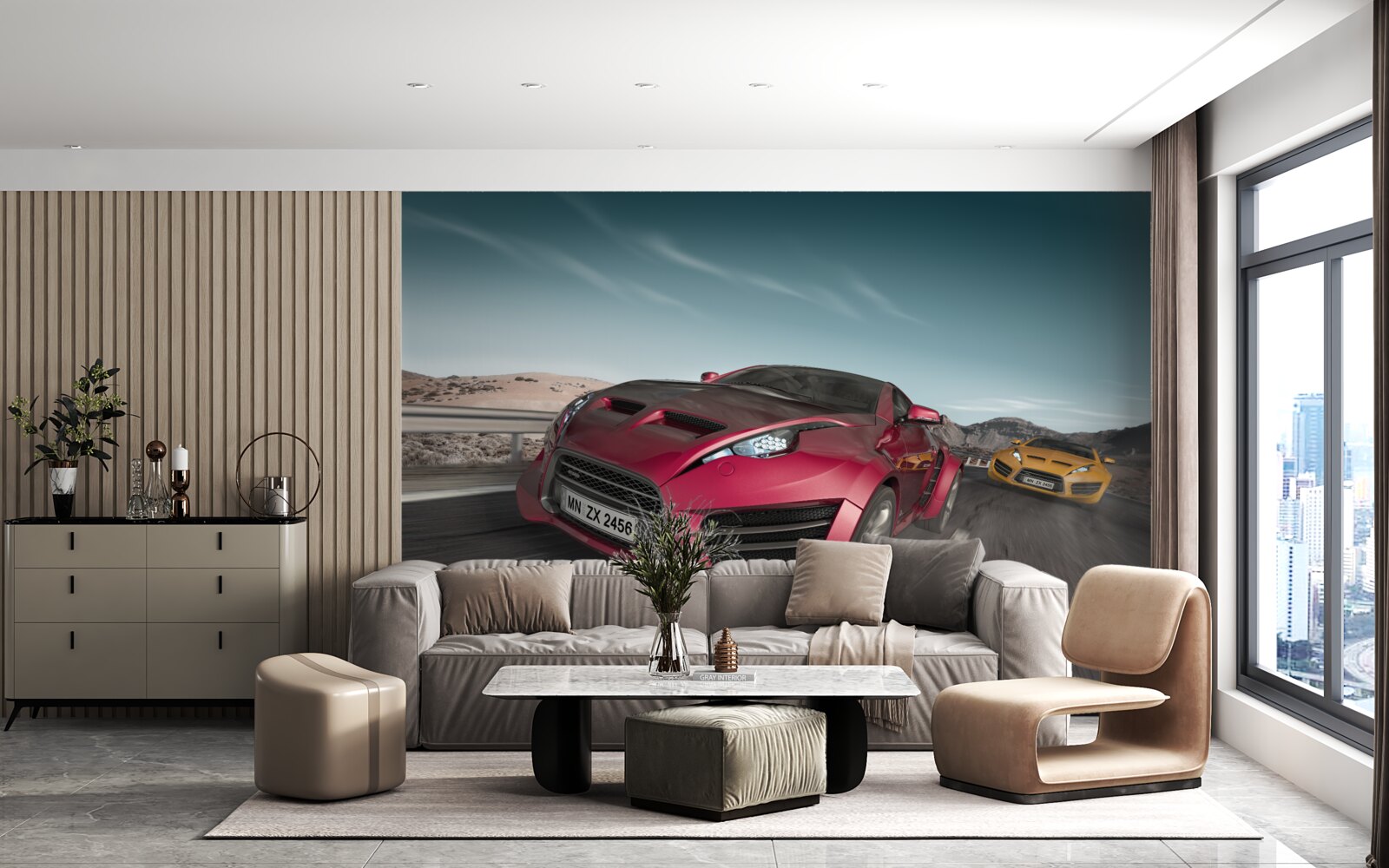 Fotobehang luxe auto wedstrijden