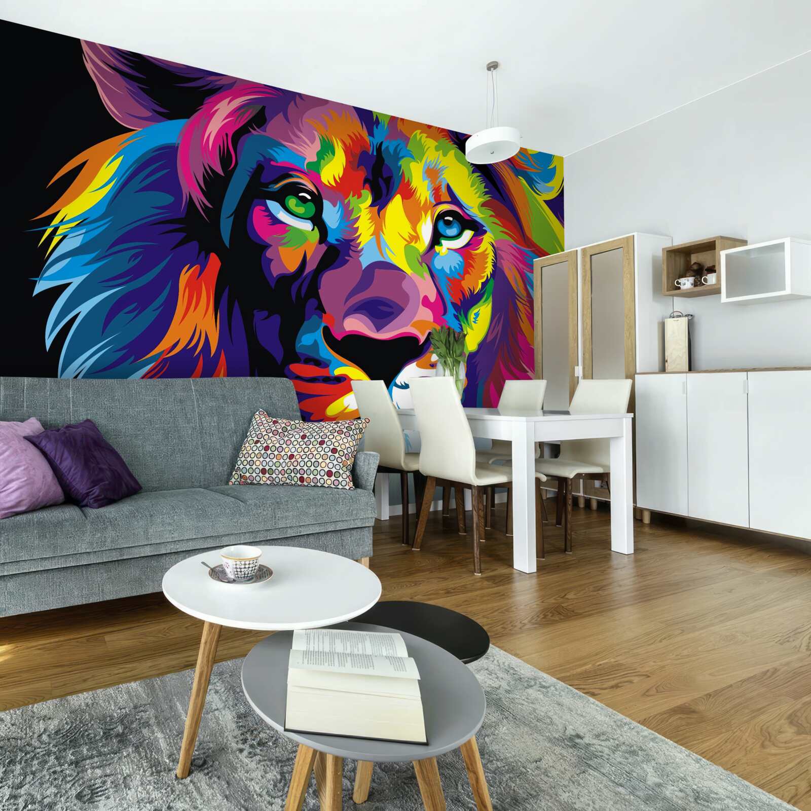 Fotobehang pop-art afbeelding van een leeuw