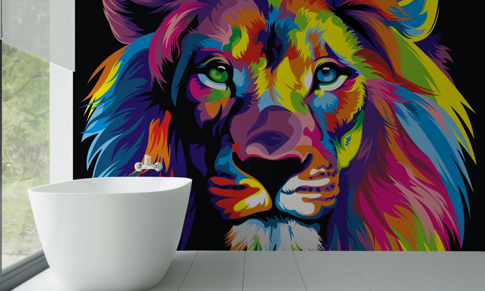 Fotobehang pop-art afbeelding van een leeuw