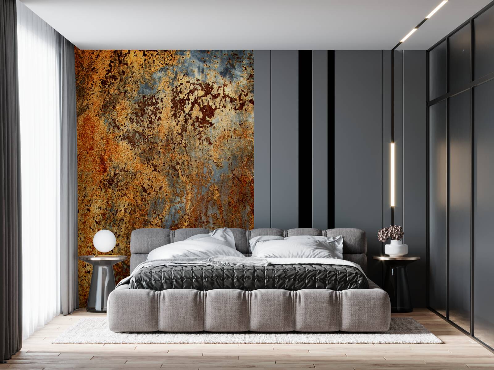 Fotobehang een gouden tint, alsof ze in water drijft