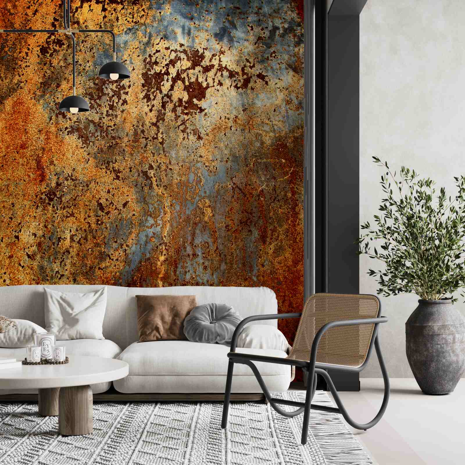 Fotobehang een gouden tint, alsof ze in water drijft