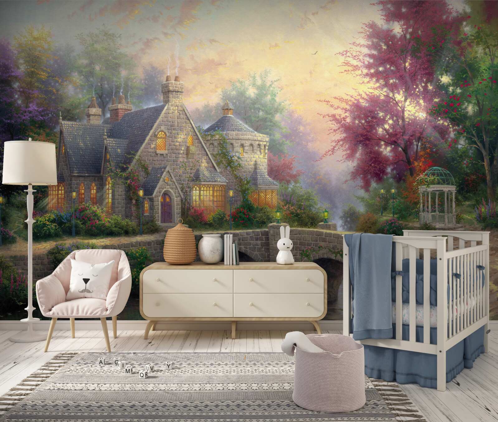 Fotobehang gebouw met verlichte ramen