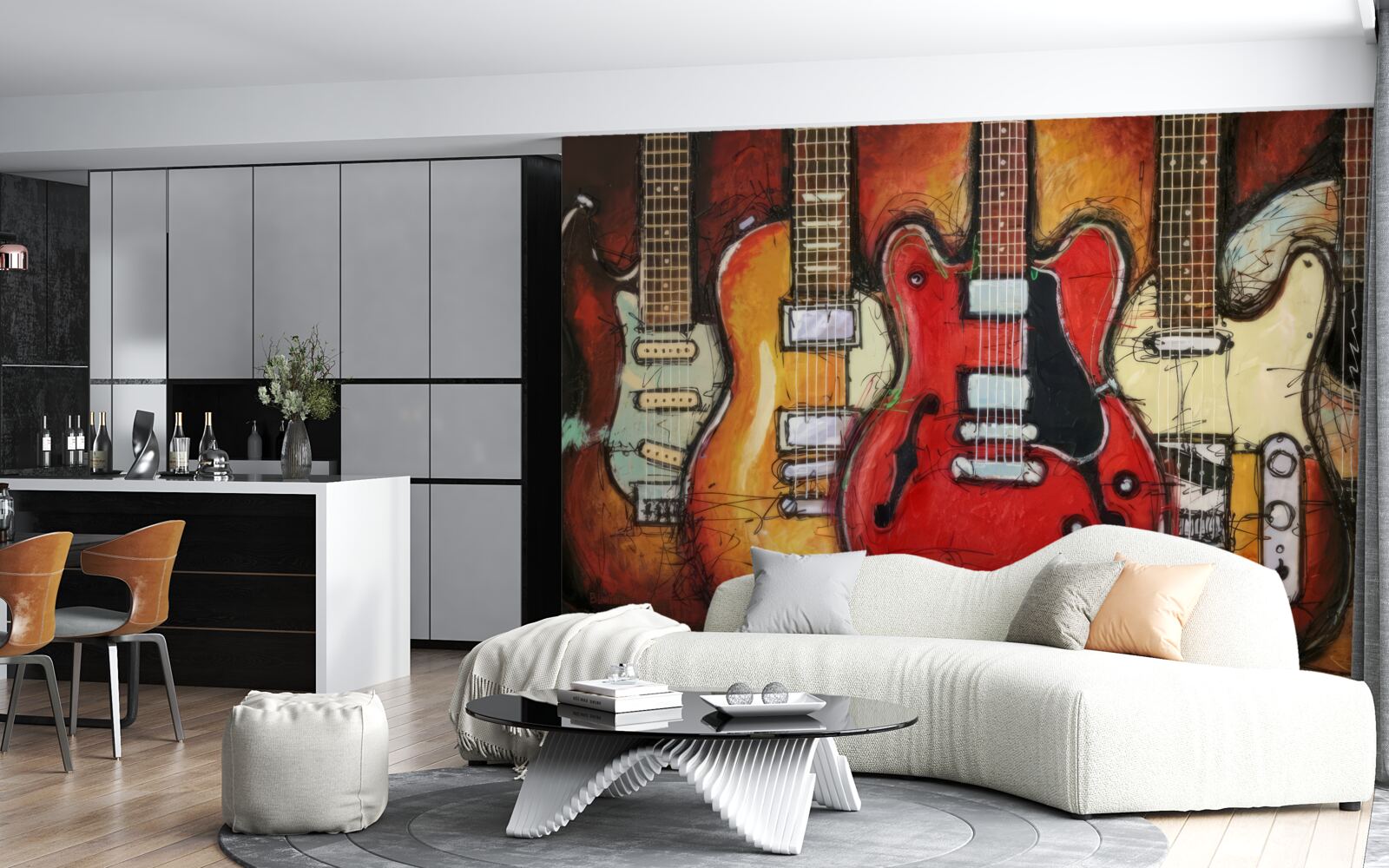 Fotobehang gitaren van verschillende ontwerpen