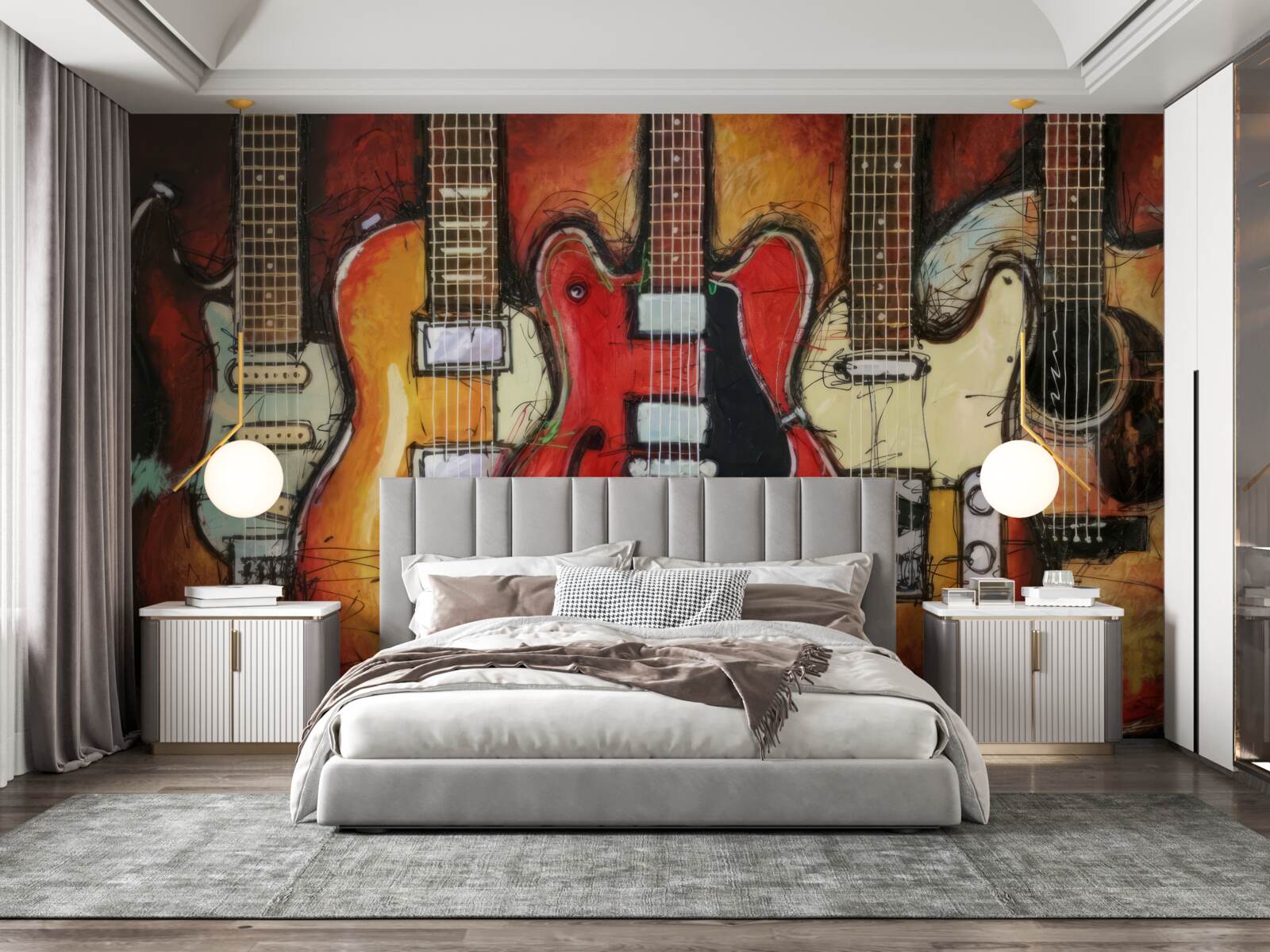 Fotobehang gitaren van verschillende ontwerpen