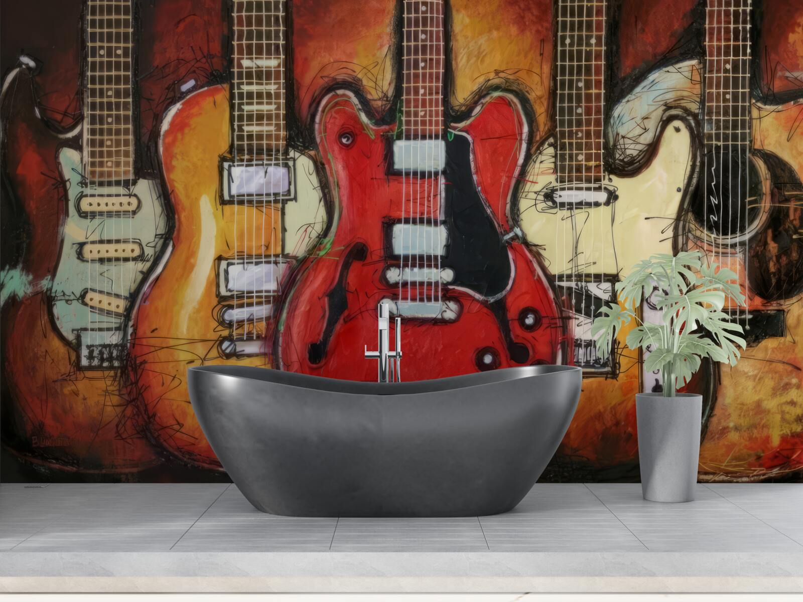 Fotobehang gitaren van verschillende ontwerpen