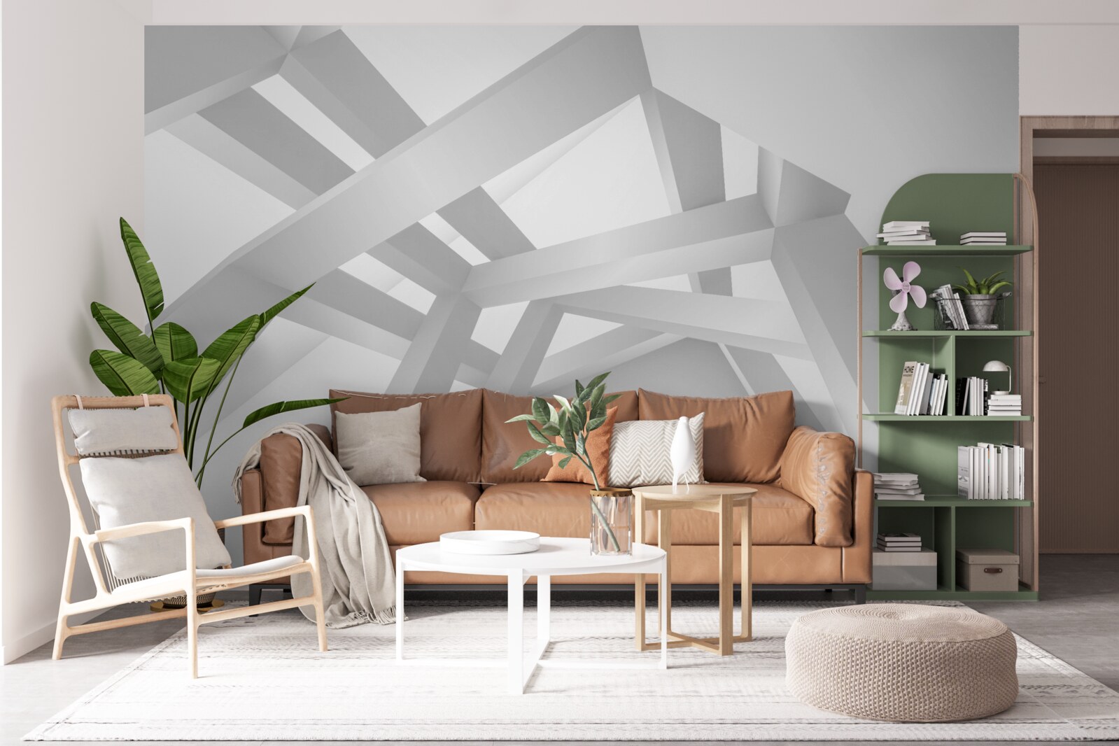 Fotobehang volumetrische abstracte compositie in grijs