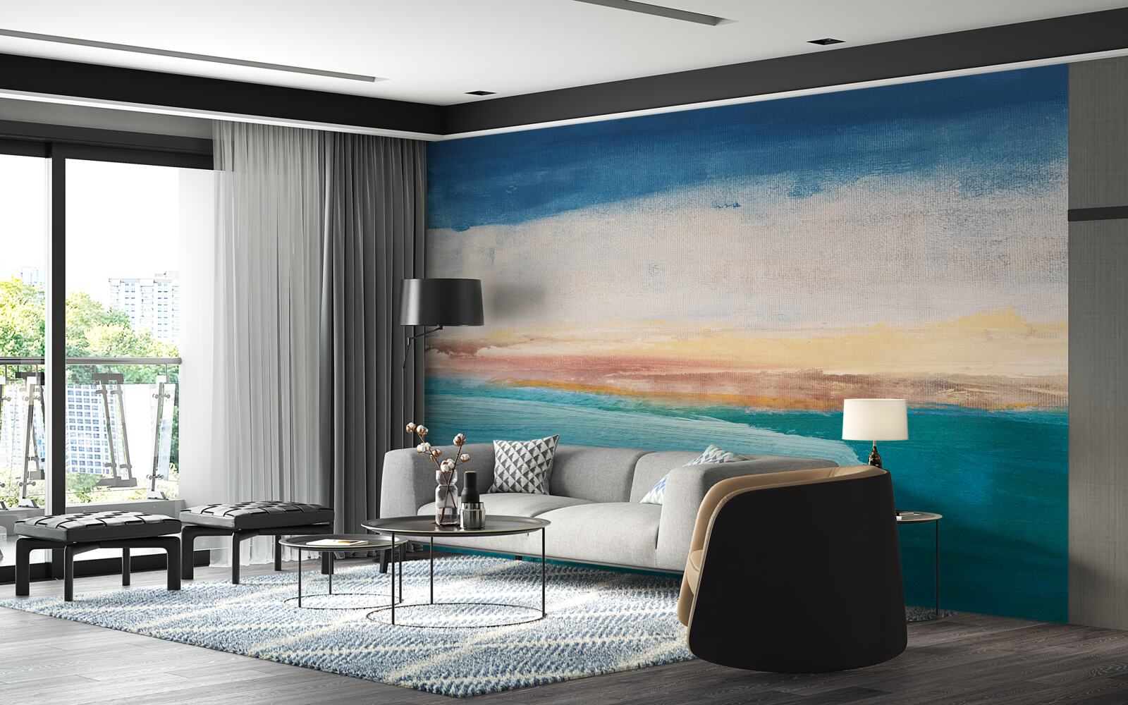 Fotobehang verfstreken in verschillende kleuren