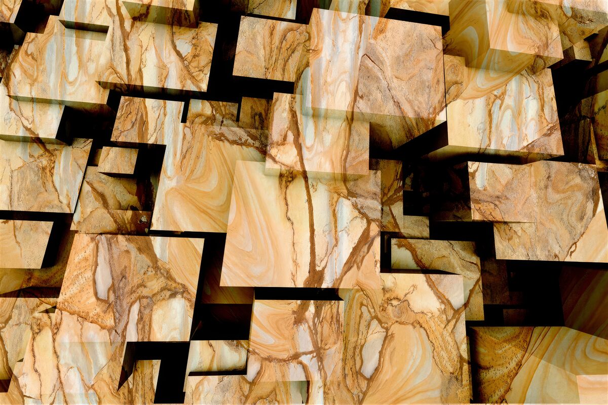 Fotobehang driedimensionale bruine vierkanten