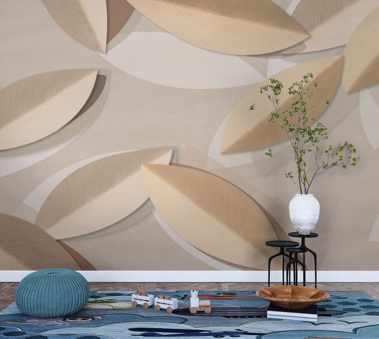 Fotobehang de bladeren zijn groot en bruin