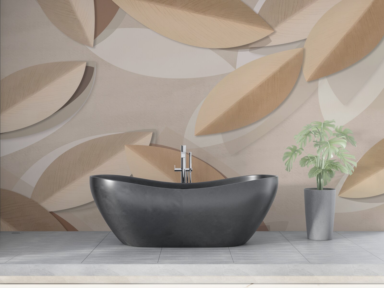 Fotobehang de bladeren zijn groot en bruin