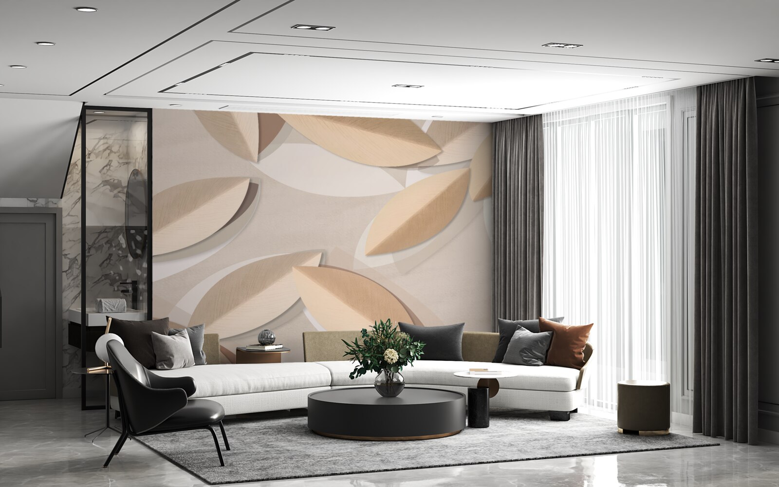 Fotobehang de bladeren zijn groot en bruin