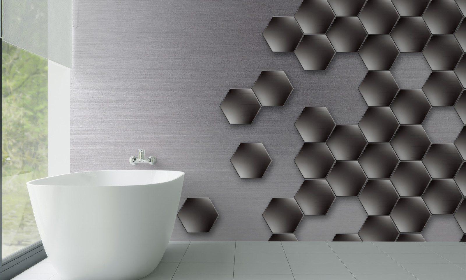 Fotobehang kleine zwarte zeshoeken