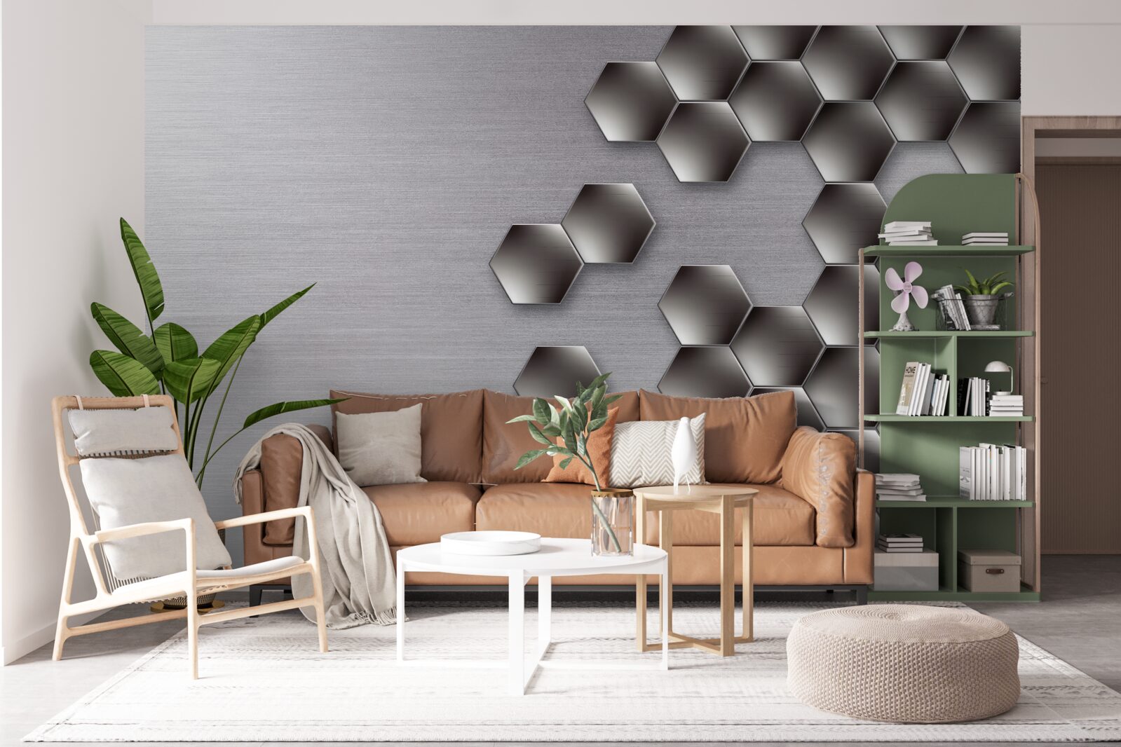 Fotobehang kleine zwarte zeshoeken