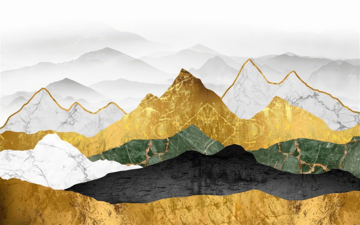 Fotobehang strepen in verschillende kleuren op een marmeren achtergrond