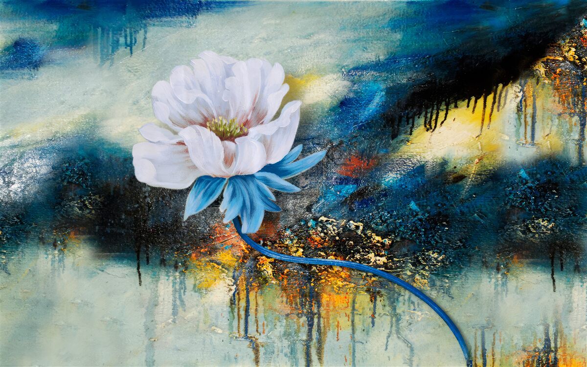 Fotobehang grote witte bloem