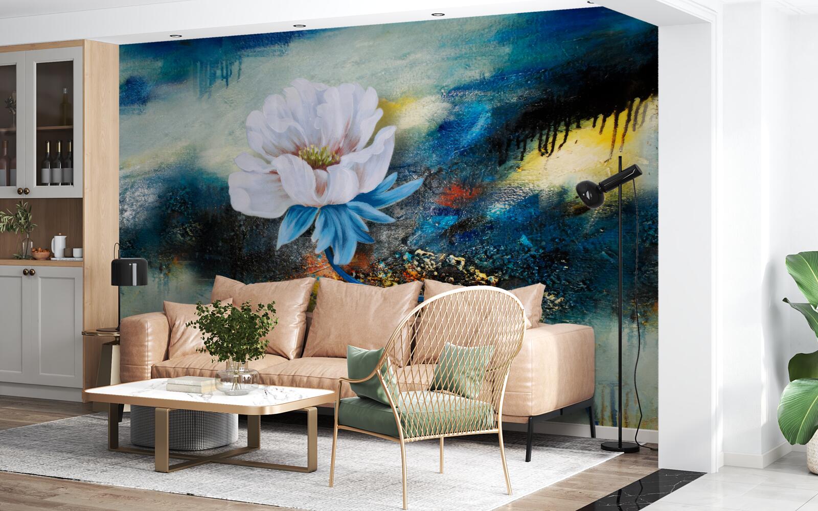 Fotobehang grote witte bloem