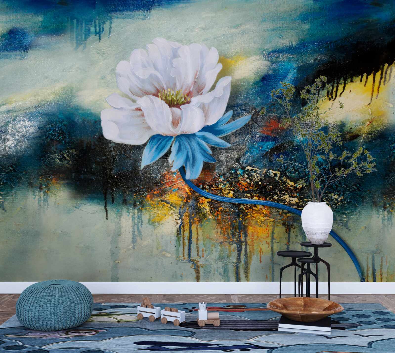 Fotobehang grote witte bloem