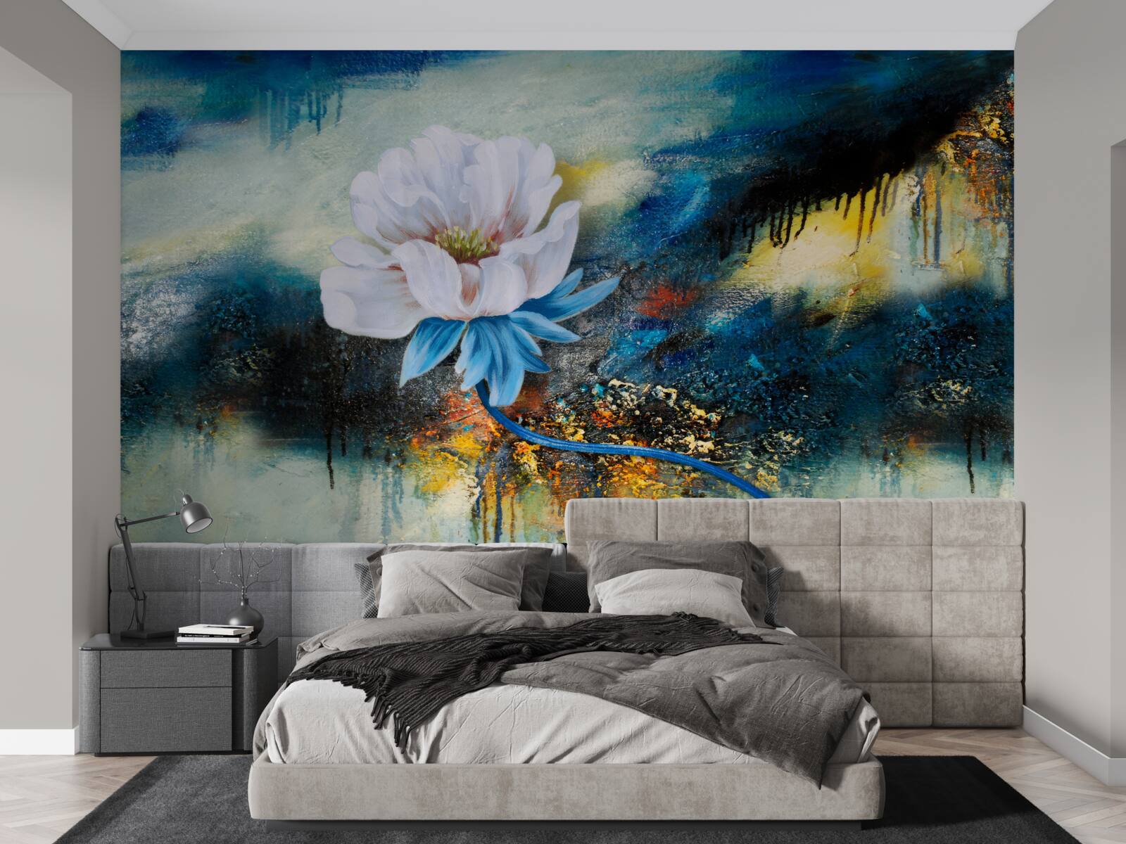 Fotobehang grote witte bloem