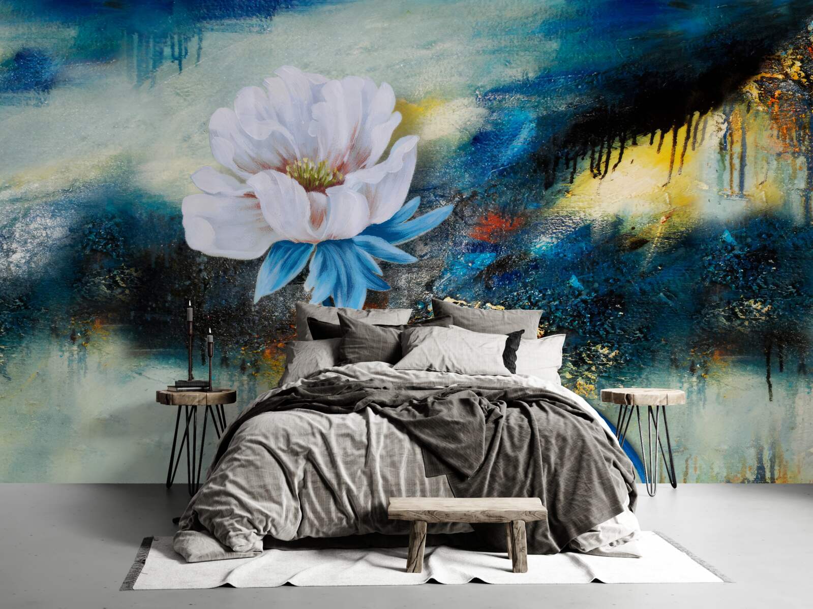 Fotobehang grote witte bloem