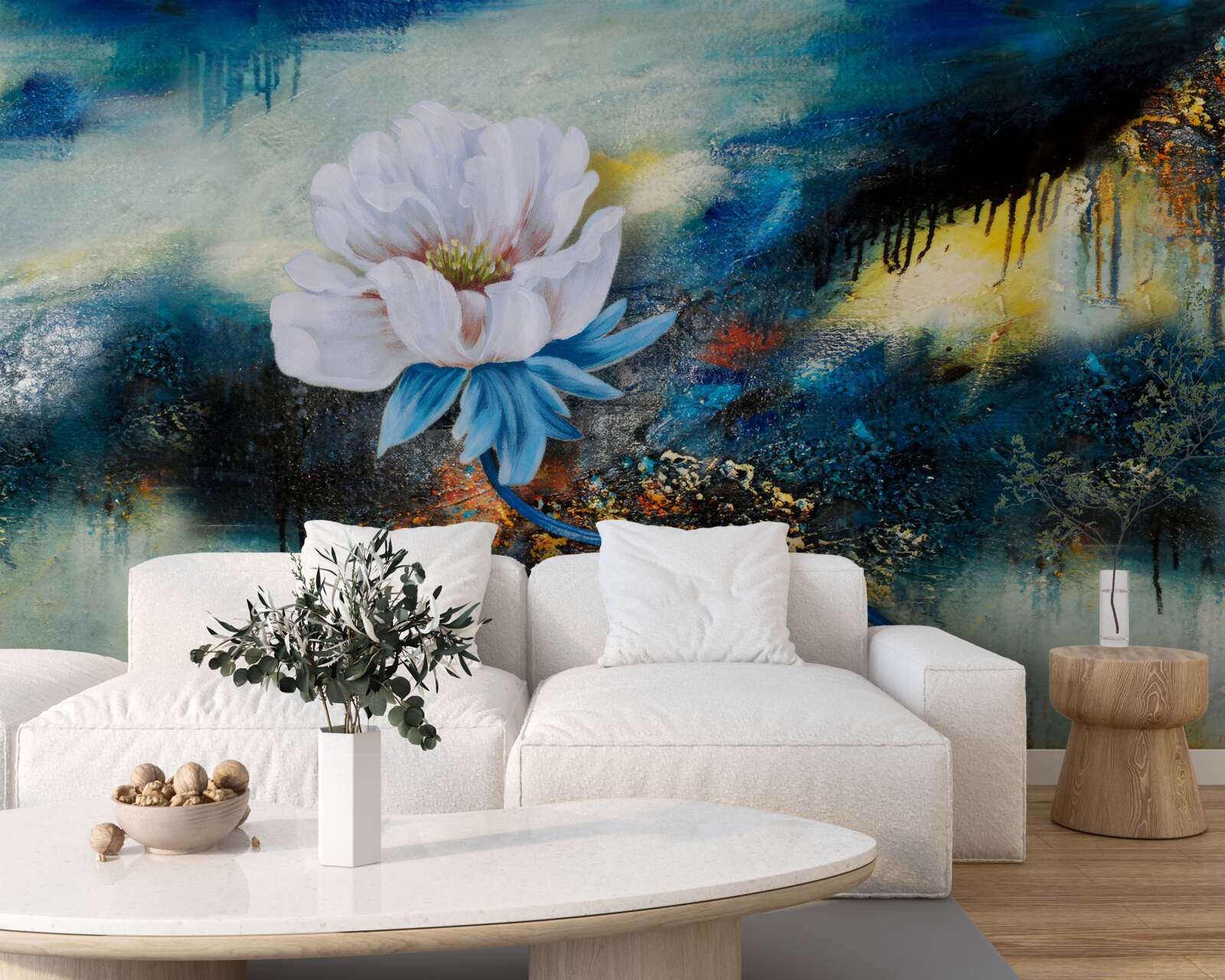 Fotobehang grote witte bloem