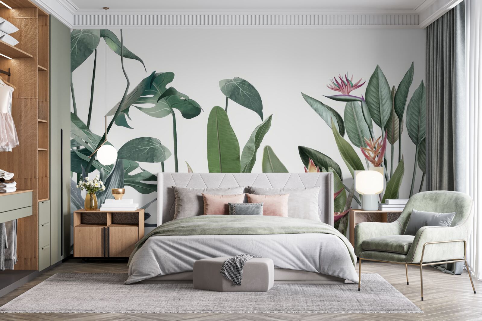 Fotobehang bladeren van diverse tropische planten