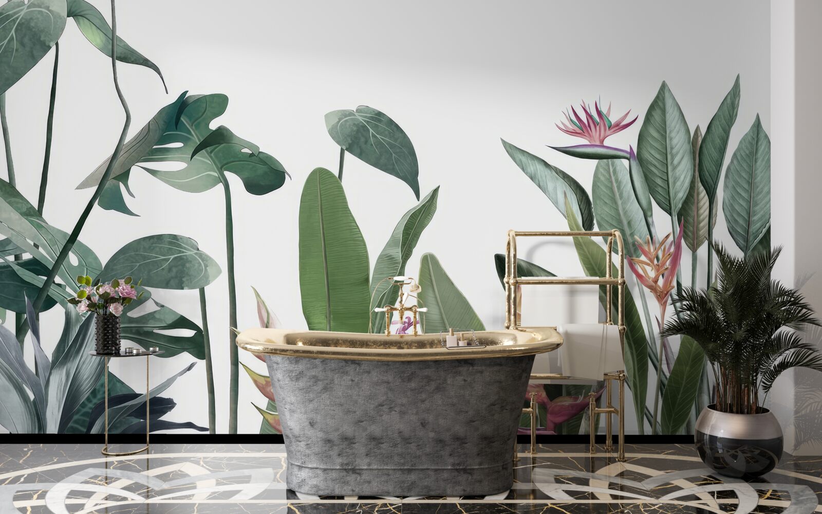 Fotobehang bladeren van diverse tropische planten