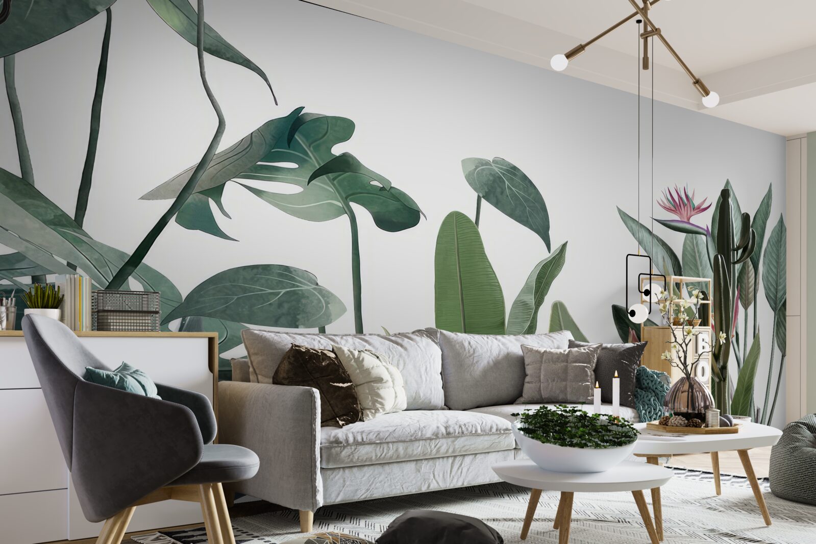 Fotobehang bladeren van diverse tropische planten