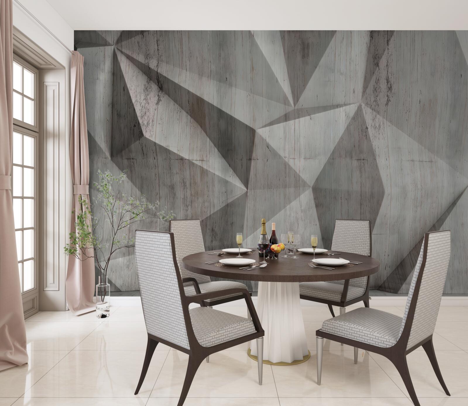 Fotobehang oppervlak met convexe geometrische vormen