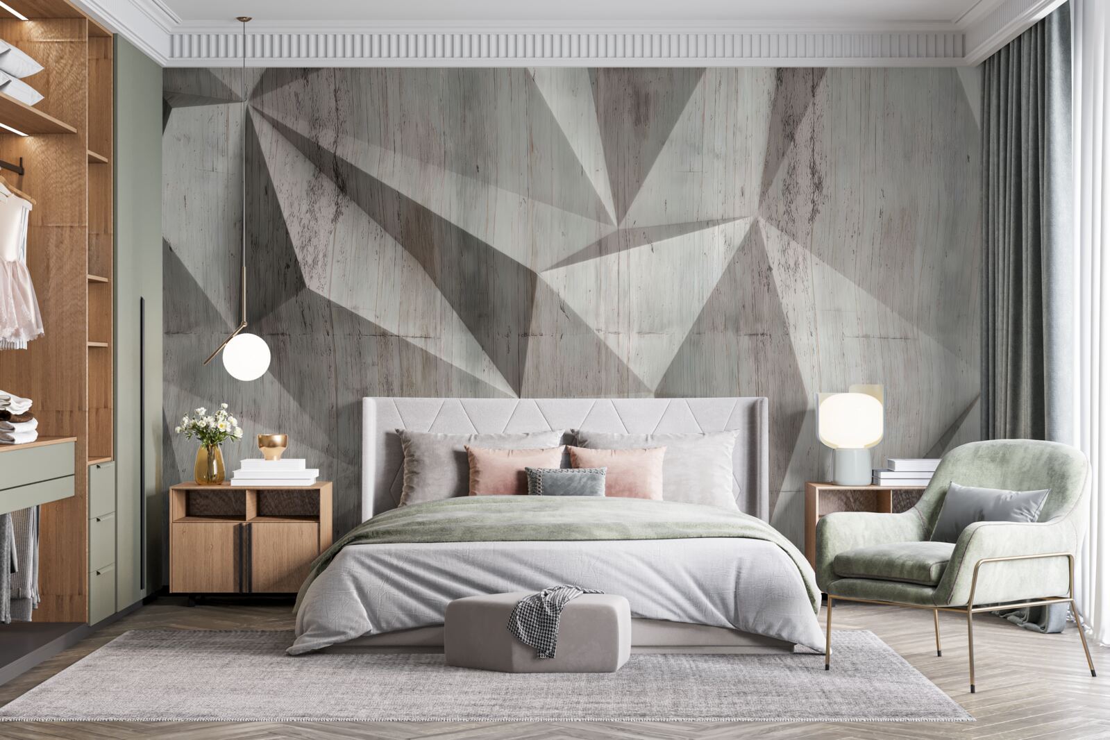 Fotobehang oppervlak met convexe geometrische vormen