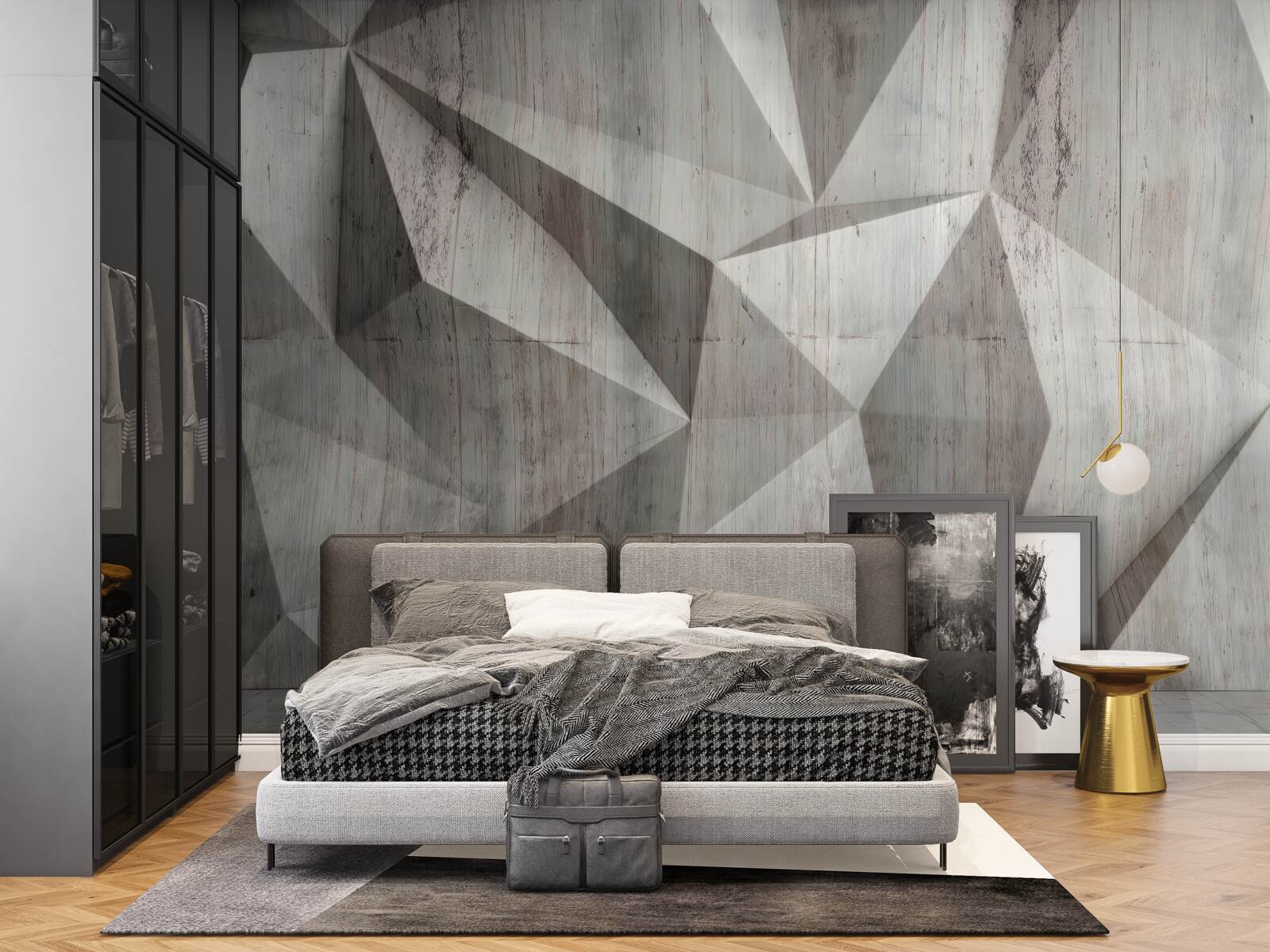 Fotobehang oppervlak met convexe geometrische vormen