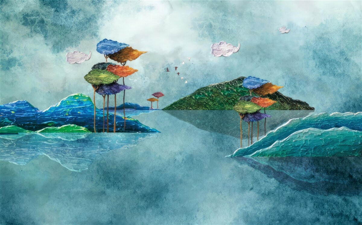 Fotobehang eiland afgebeeld op het schilderij