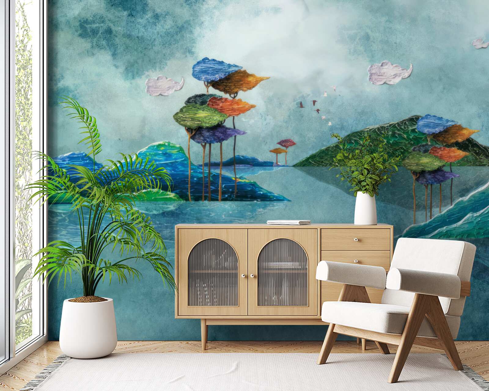 Fotobehang eiland afgebeeld op het schilderij