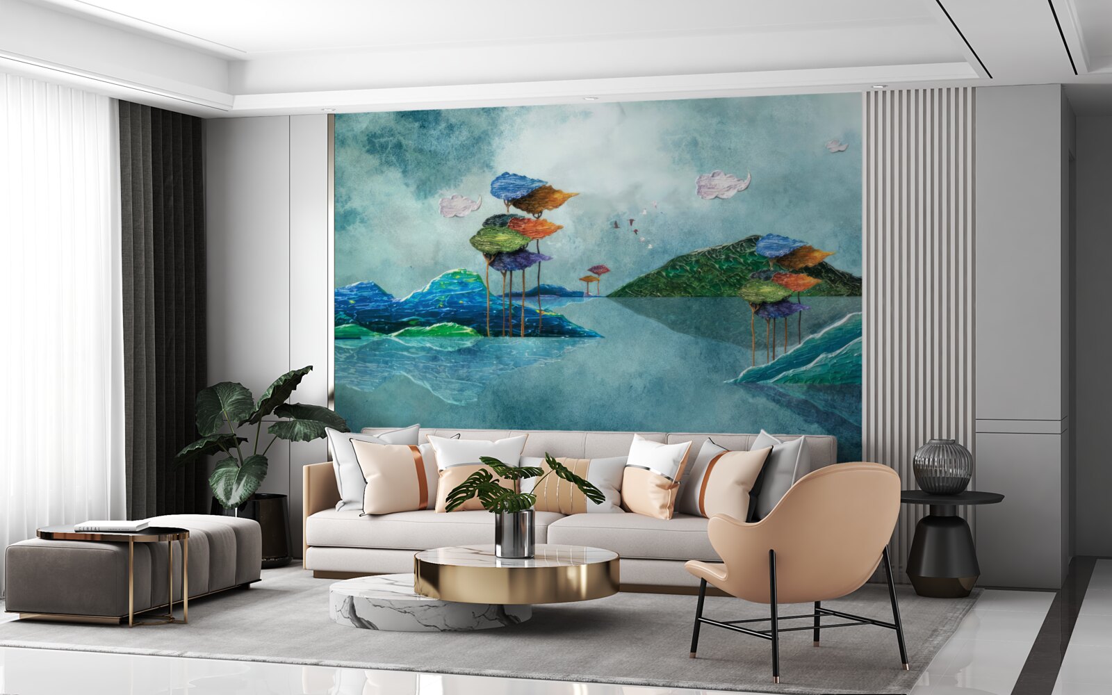 Fotobehang eiland afgebeeld op het schilderij