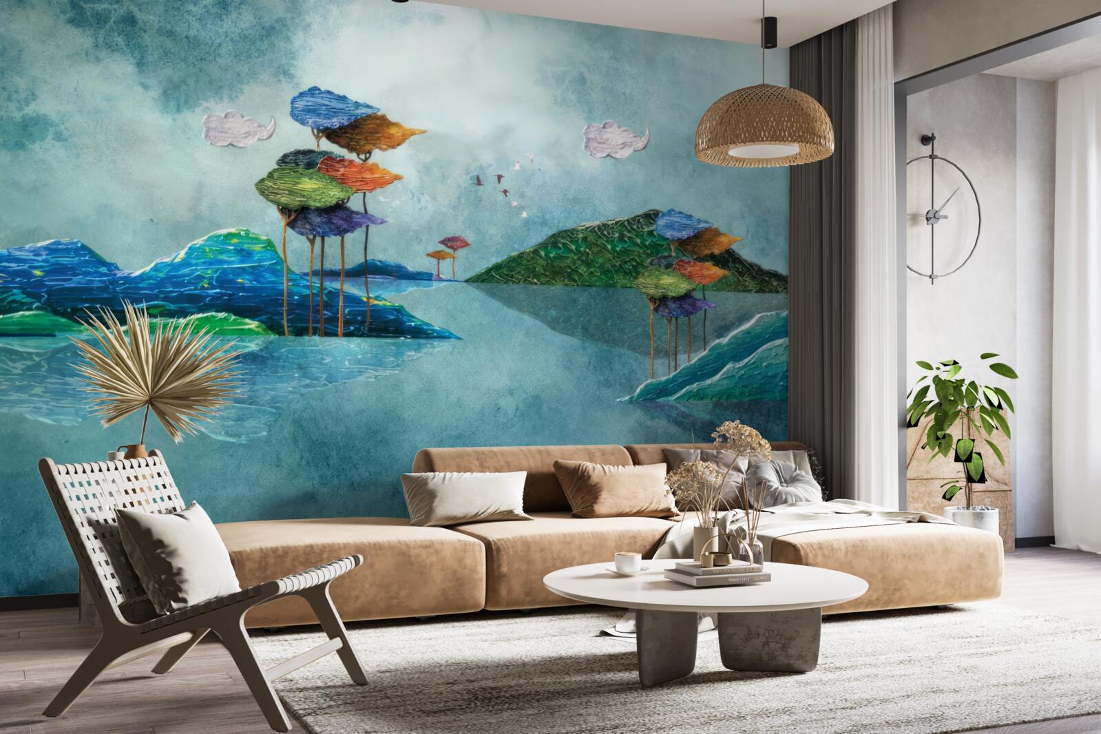 Fotobehang eiland afgebeeld op het schilderij