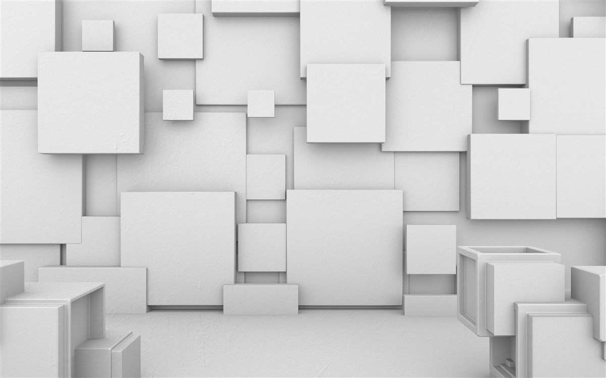 Fotobehang volumetrische witte vierkanten