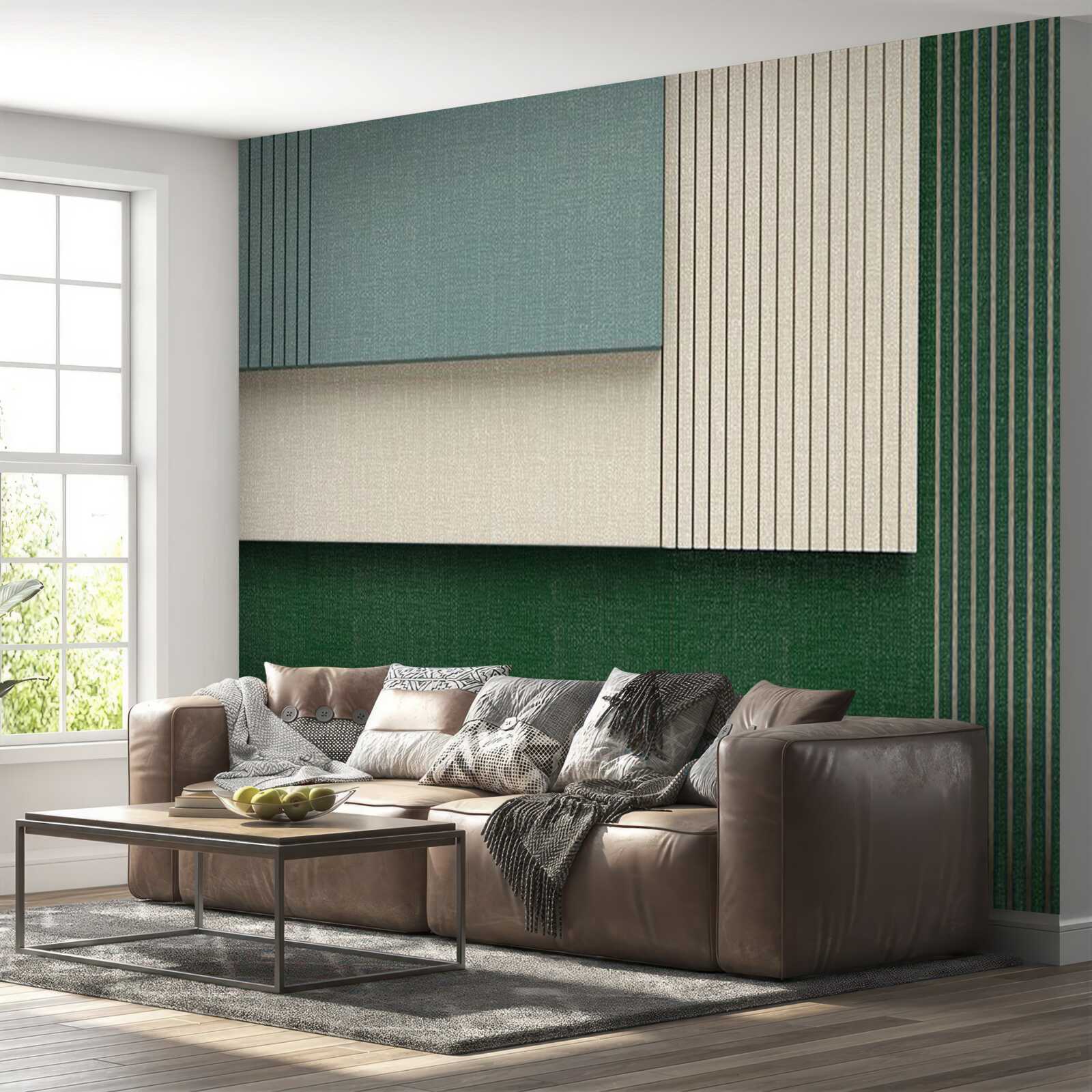 Fotobehang vierkantjes in blauw, beige en groen