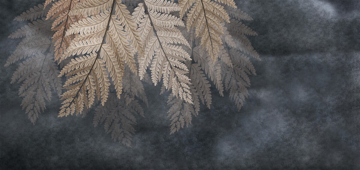 Fotobehang vallende bladeren op een donkere achtergrond