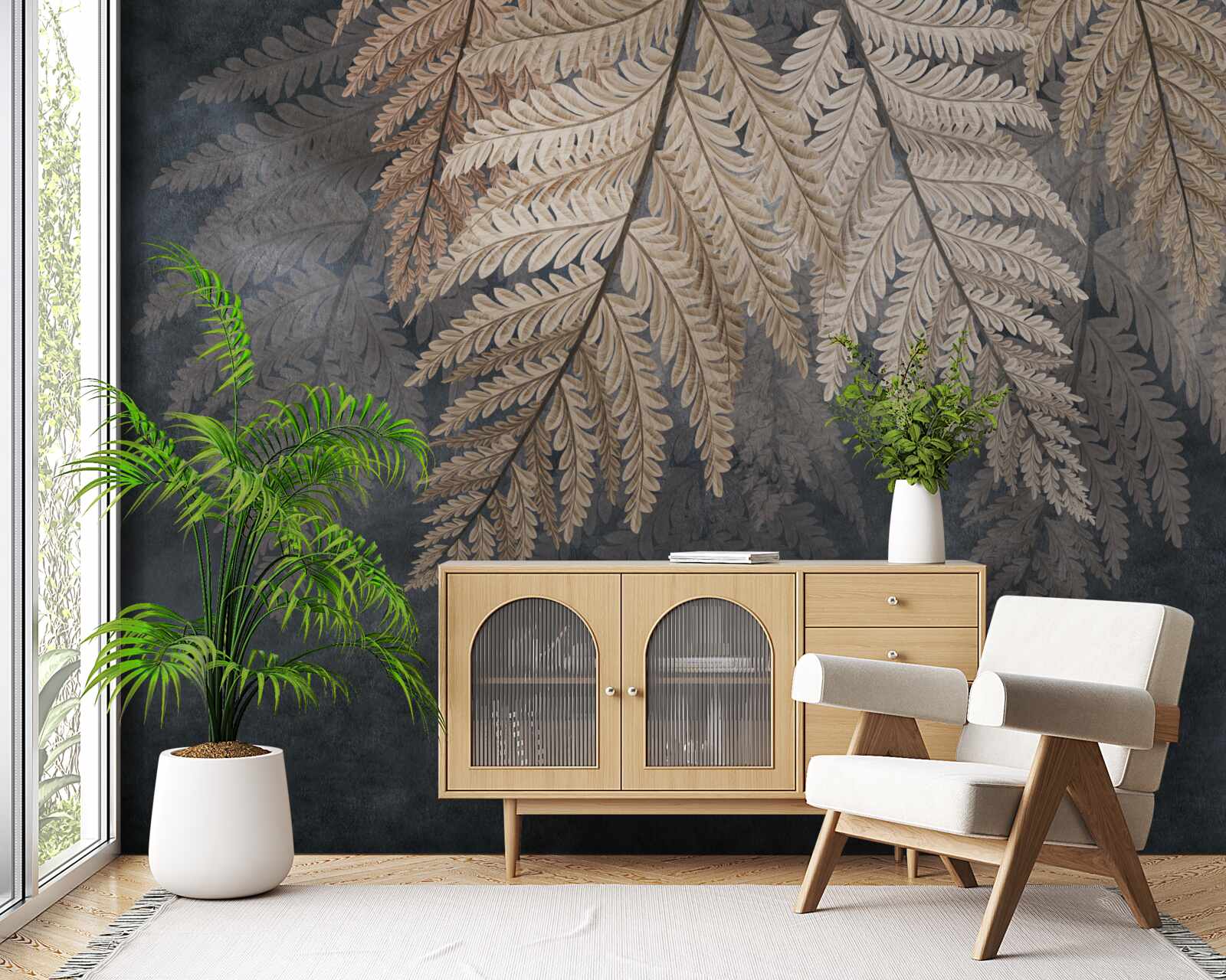 Fotobehang vallende bladeren op een donkere achtergrond